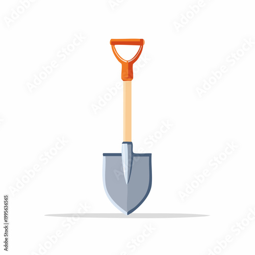 Illustration of a garden shovel with orange handle