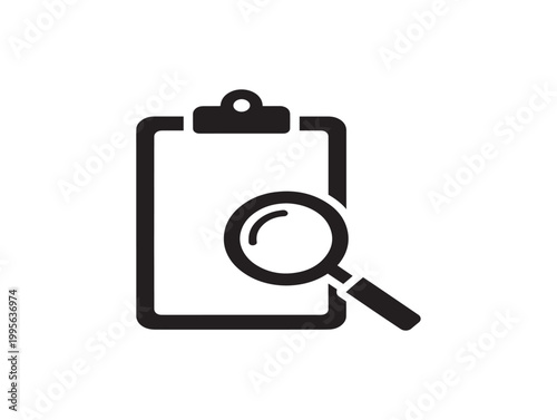 Magnifying glass inspecting clipboard vector illustration flat design