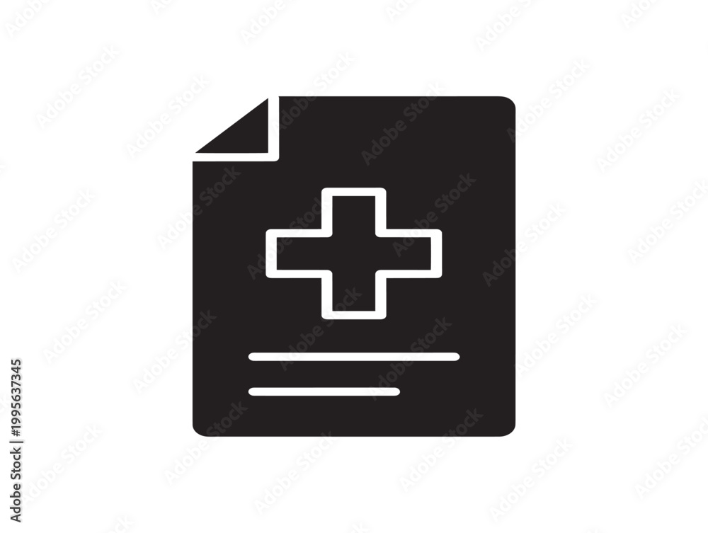 Fototapeta premium Medical diagnosis report document with cross symbol vector illustration