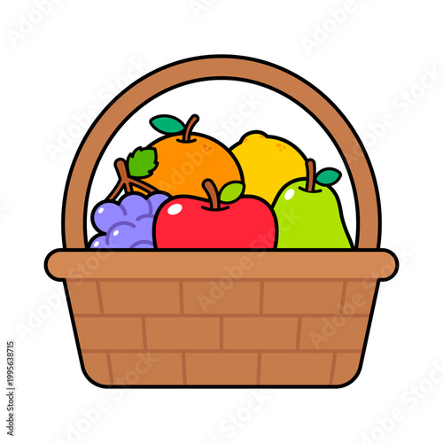 Vector Fruit Basket Illustration