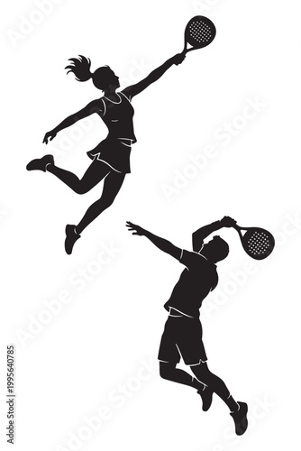 jumping padel pose sport silhouette