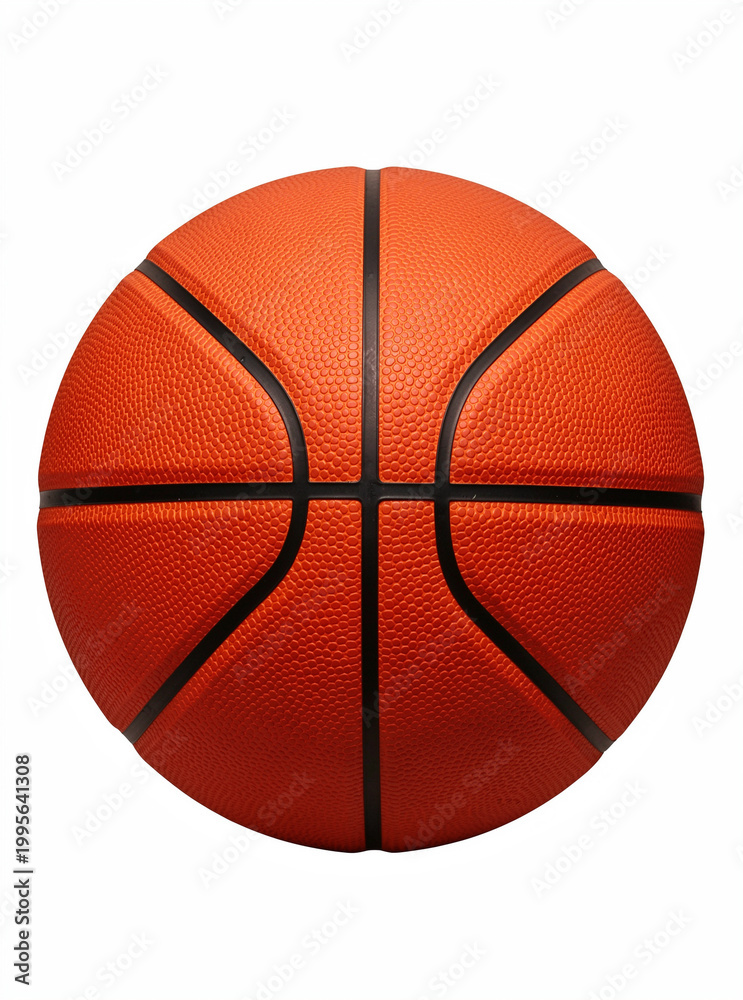 Fototapeta premium Close-up of an orange basketball with a textured surface, ready for the next shot.