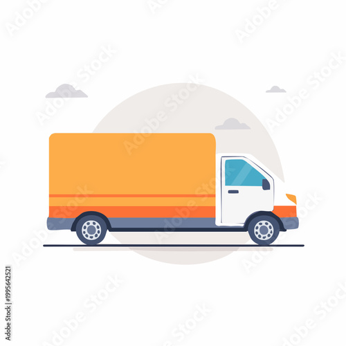 Flat design illustration of a delivery truck