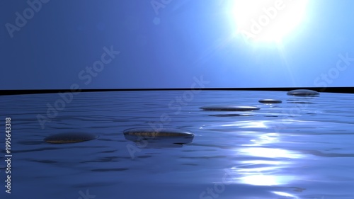 Canvas Print digital zen stones in calm water stepstones beautiful reflection
