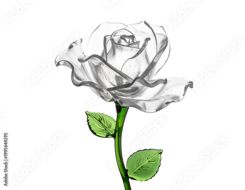 3d transparent glass rose isolated on transparent background