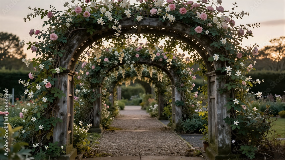 Fototapeta premium Tranquil Passage: Natural Archway Entrance for Wellness and Design