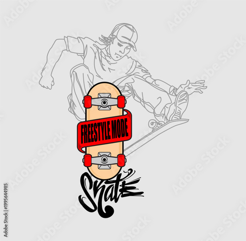 freestyle mode skateboarding design vector illustration
