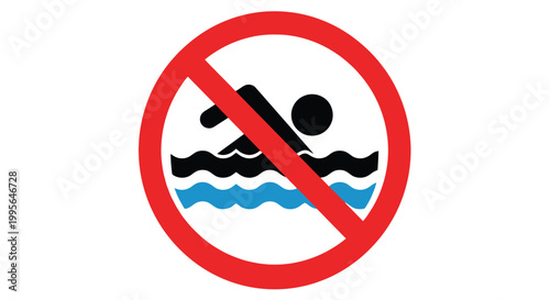 No swimming allowed a red circle with a slash and swimmer symbol