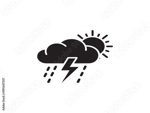 stormy weather weather icon with thundercloud and rain flat design vector illustration