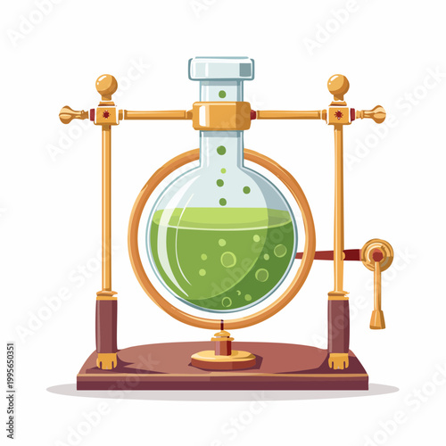 Vintage Laboratory Flask with Green Liquid