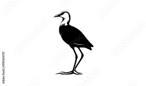 Dynamic jacana bird silhouette vector illustration in alert pose isolated on white background for nature wildlife graphic design