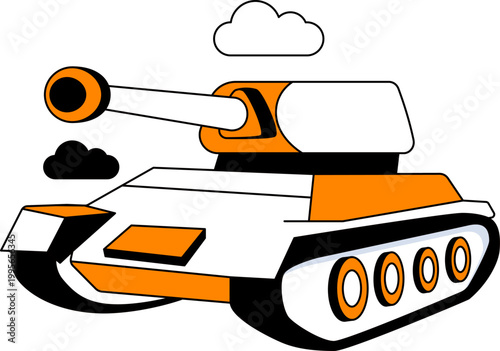 Military tank combat vehicle for warfare defense heavy artillery battlefield equipment army weapon vector illustration