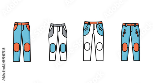 Windproof Pants Line art modern colorful pattern illustration