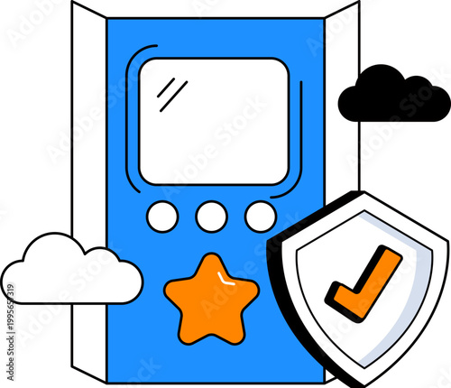 Communication device and shield for military tactical defense and secure combat network vector illustration