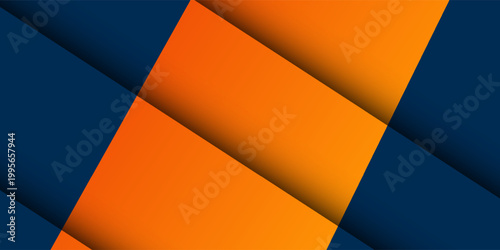 Abstract geometric dark blue and orange background in a square theme. modern