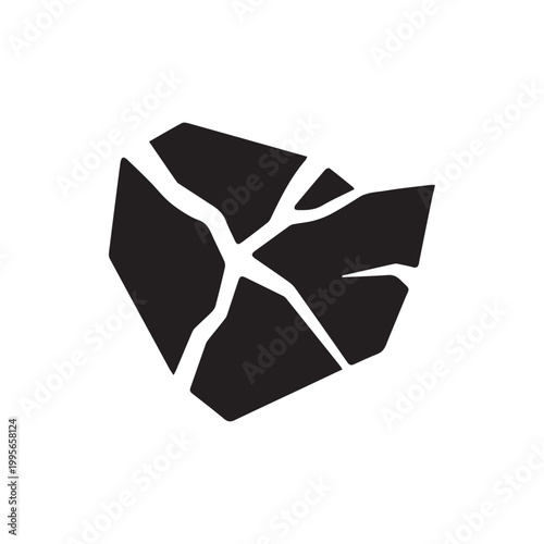 Dynamic Fragmented Obsidian Shape Icon Symbolizing Breakage and Resilience