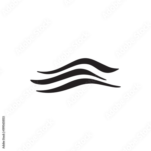 Dynamic minimalist three black undulating stripes artistic vector illustration