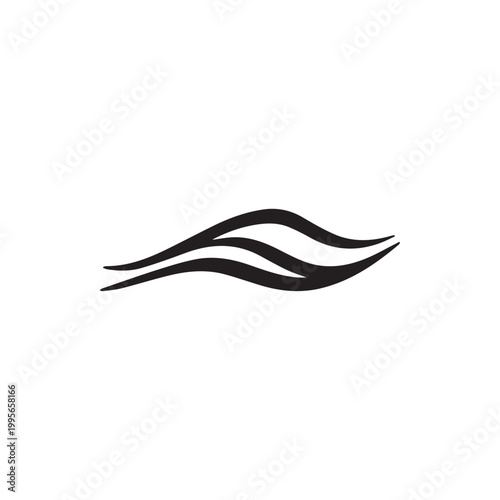 Sleek Black Wave Design Abstract Flowing Lines Vector Illustration on White