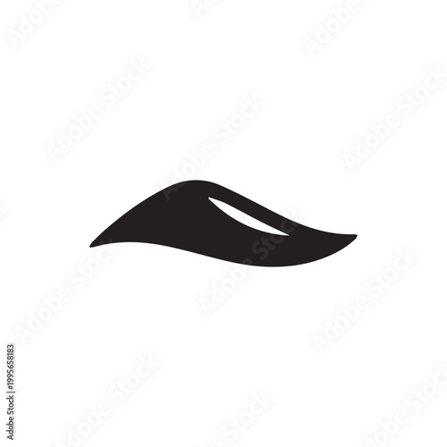 Smooth black abstract shape resembling a graceful wave or gentle curve on white