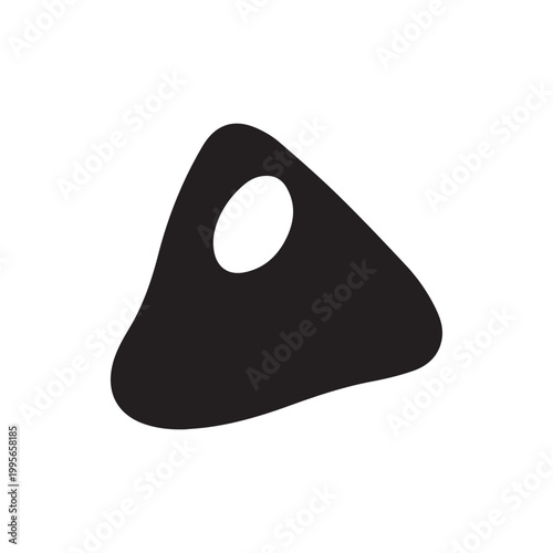 Modern minimalist black abstract shape featuring a white oval cutout design