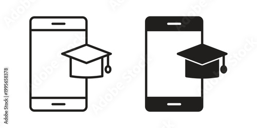 Mobile learning icon in line design. editable stroke icon vector. EPS10