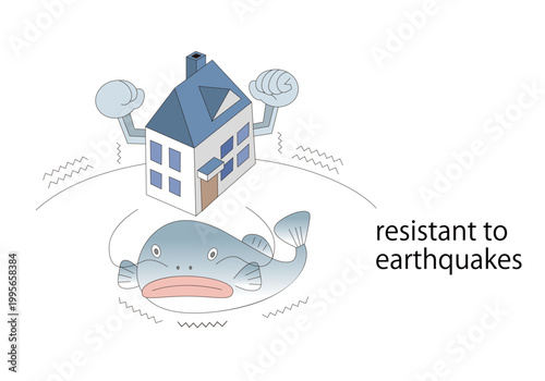 地震や災害に強い安心住宅を表現したアイコン素材
