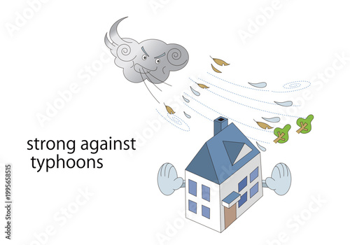 地震や災害に強い安心住宅を表現したアイコン素材
