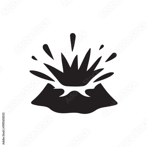 Dynamic volcano eruption silhouette capturing raw geological power and fiery molten rock