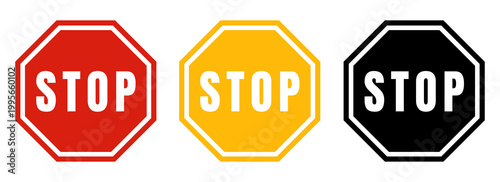 Set of stop signs isolated on transparent png