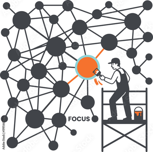 Focus Network Optimization Illustration - Selective Targeting Concept for Business Presentation