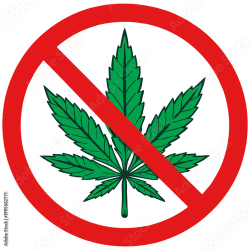 Red circle prohibition sign with leaf green 1