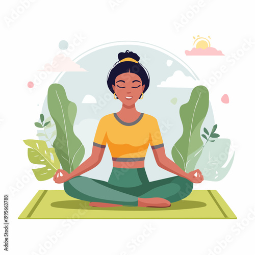 Woman Meditating in Lotus Pose Surrounded by Nature