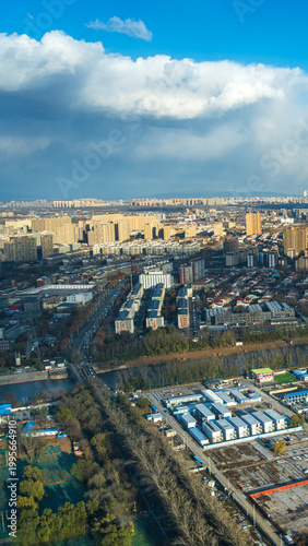 Panoramic aerial view of the Canal Business District in Beijing City Sub-center, China