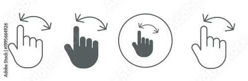 Collection of hand icons demonstrating swipe left gesture for digital navigation and interaction.