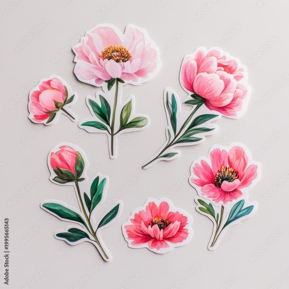 Fototapeta premium Sticker Design of Pink Peony Flower