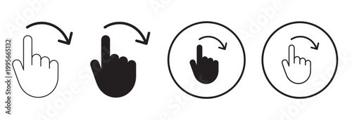 Group of hand icons showing swipe down gesture for mobile device interaction and navigation.