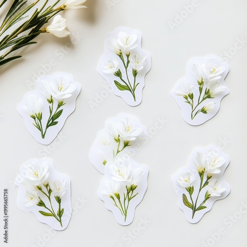Sticker Design of White Freesia Flower