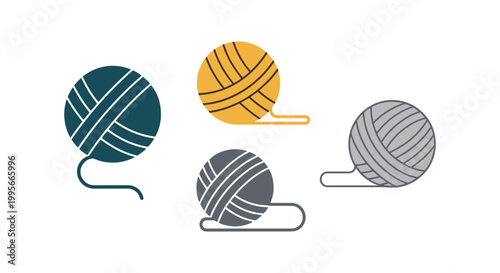 Wool Ball Line art vector set abstract minimal modern illustration
