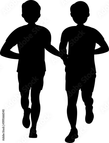 People Running Illustration Silhouette
