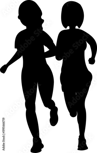 People Running Illustration Silhouette