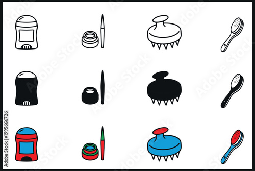 Personal Care Items Icons Pack, Daily Hygiene Theme with Editable Stroke