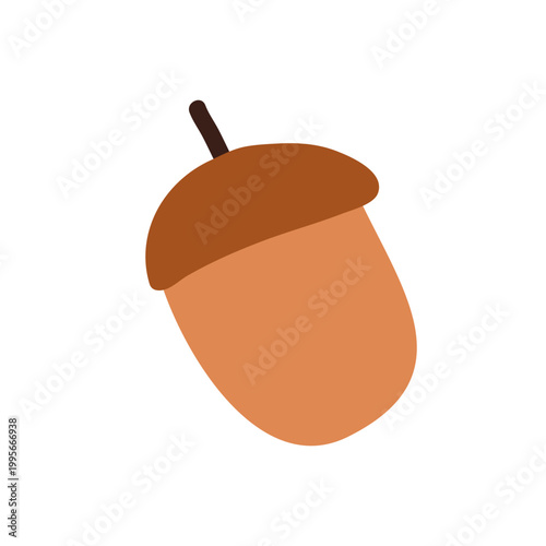 Acorn icon. Oak tree nut in doodle style. Autumn oaknut with shell, cap. Fall...