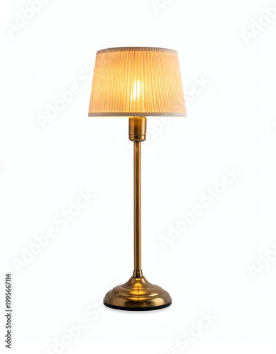 Warm bronze table lamp stands elegantly, glowing softly with a pleated shade, perfect for cozy interiors, reading, modern homes, or minimalist decor.