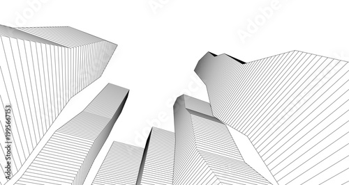 abstract futuristic architecture 3d rendering