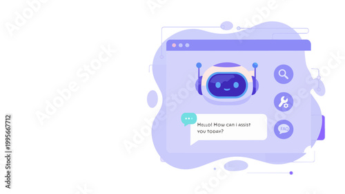 Virtual assistant chatbot AI customer support technology concept