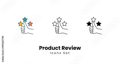Product Review icons vector set stock illustration