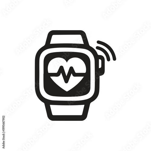 Canvastavla Smartwatch Heart Rate Monitor Icon Tracking Health and Wellness with Wearable Te