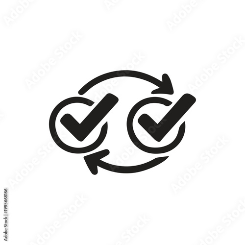 Tableau sur toile Dynamic Process Confirmation Symbol Representing Iterative Task Completion and A