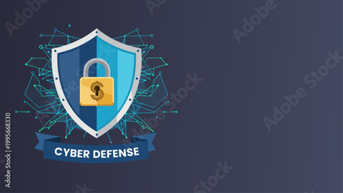 Cybersecurity protection shield data security technology concept