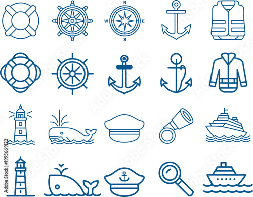 Nautical Symbols Collection Marine Theme Icons